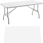 BTEXPERT Set of 2, Event Folding Utility Table 6 Foot 72"x 29.5" Heavy Duty Portable Indoor Outdoor Picnic Camping Office Home Party Wedding Tailgating White