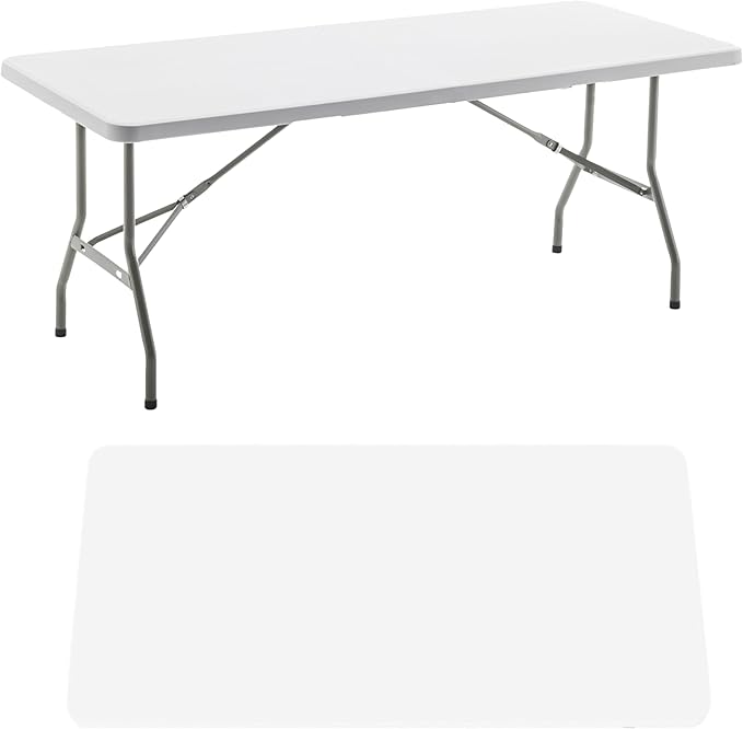 BTEXPERT Set of 2, Event Folding Utility Table 6 Foot 72"x 29.5" Heavy Duty Portable Indoor Outdoor Picnic Camping Office Home Party Wedding Tailgating White