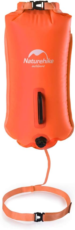 Naturehike 18L High Visible Safety Swim Buoy - Ultralight Bubble Tow Float and Dry Bag for Open Water Swimming Kayaking Snorkeling Diving Trailing with Adjustable Waist Belt