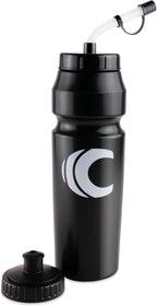 Cannon Sports 1 Liter Sports Water Bottle, BPA-Free, 34 Oz Capacity, Large Mouth, 2 lids (Straw and Squeeze), Great For Helmet Sports Such As Hockey, Lacrosse, Football, Boxing (Black)