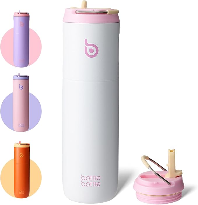 BOTTLE BOTTLE Insulated Water Bottle 24oz with Straw Lid and Handle for Sports Travel Gym Stainless Steel Water Bottles Double-Wall Vacuum Metal Leak Proof BPA-Free