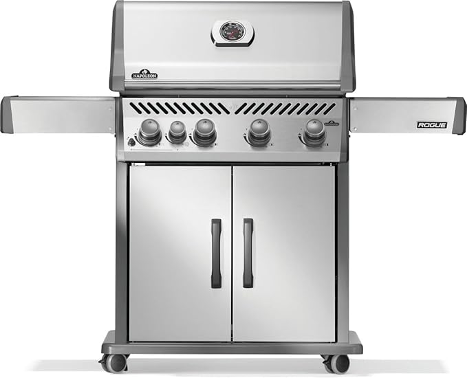 Napoleon Rogue 525 Propane Gas Grill with Range Side Burner, Stainless Steel, Durable 5-Burner Grilling Experience
