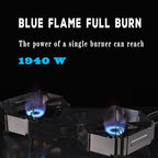 Foldable Dual Head Burner Camping Stove,BRS-32 Portable Windproof Backpacking Furnace Free Adjustable Control Gas Stove for Outdoor Cooking