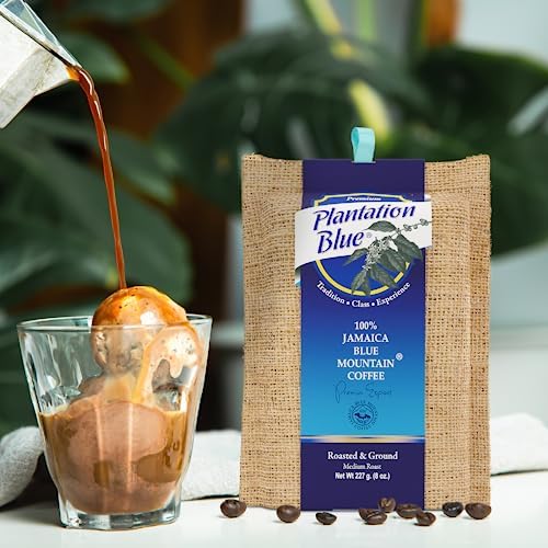 PREMIUM PLANTATION BLUE TRADITION CLASS EXPERIENCE 100% Blue Mountain Coffee Jamaica, Medium Roasted & Ground (8oz)