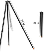 Camping Tripod for Cooking Five-Section Adjustable Campfire Tripod with Adjustable Suspension Chain Suitable for Camping, Campfire,Dutch Oven,Outdoor BBQ (Black)