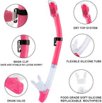 Kids Mask Fins Snorkel Set Snorkeling Packages, with Diving Mask, Snorkel, Adjustable Swim Fins, Mesh Bag, Anti-Fog Anti-Leak Snorkeling Gear for Kids for Snorkeling Swimming Diving