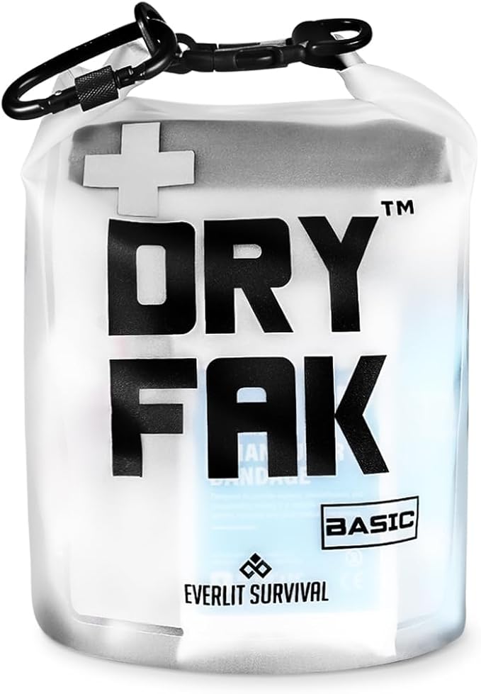 EVERLIT 290 Pc Waterproof First Aid Kit Dry FAK Medical Kit Emergency Survival Kit for Boat, Backpacking, Hiking, Fishing, Travel, Kayaking (Orange) (Clear)