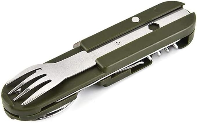 Detachable Camping Tableware Set - Portable 5-in-1 Stainless Steel Travel Set, Multifunctional Folding Outdoor Utensils (1 Pack)