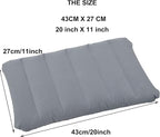 2 Pack Gray Ultralight Inflatable Camping Pillow Small Squared Flocked Fabric Air Pillow for Hiking, Camping, Traveling, Napping, Desk Rest, Neck & Lumbar Support