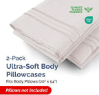 Long Pillowcases - Body Pillow Cover - Long Pillow Insert for Sleeping, Side Sleepers - Soft & Breathable Body Pillow Case with Envelope Enclosure - Comfy & Machine Washable - 20" x 54" (Light Grey)