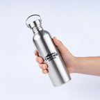 Tactiko Survival Stainless Steel Wide Mouth Water Bottle, Single Wall Boil-Safe, Leakproof, BPA-Free with Carry Sleeve and Strap for Camping, Hiking, Outdoor Prep (Black, 25 oz / 750 ml)