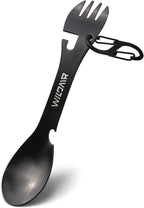 WILDAIR Stainless Steel Spork Camping Utensil with Knife Spoon Fork Bottle Can Opener 5 in1 Functional Multi Flatware