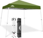 EAGLE PEAK 10x10 Slant Leg Pop-up Canopy Tent Easy One Person Setup Instant Outdoor Beach Canopy Folding Portable Sports Shelter 10x10 Base 8x8 Top (Grass Green)