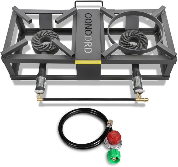CONCORD THE BLOCK BURNER MAX Double Propane Outdoor Burner. 200,000 Total BTU. Wok Burner. Great for Home Brewing, Stir Frying, Camping, Tailgating, and More!