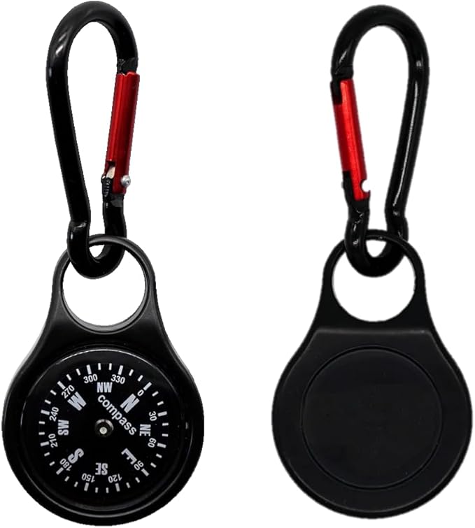Mini Survival Compass with Carabiner Keychain – Portable Zinc Alloy Multifunctional Outdoor Navigation Tool for Camping, Hiking, Mountaineering, Hunting, and Climbing