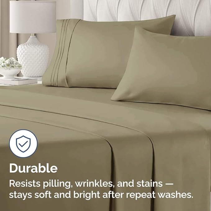 King Pillow Cases Set of 2 - Ultra Soft Hotel Quality Pillowcase Covers - Luxury Comfy Cozy Bedding for Women, Men, Kids & Teens - Machine Washable Pillow Protectors - 2 Pieces Set - King Size Khaki