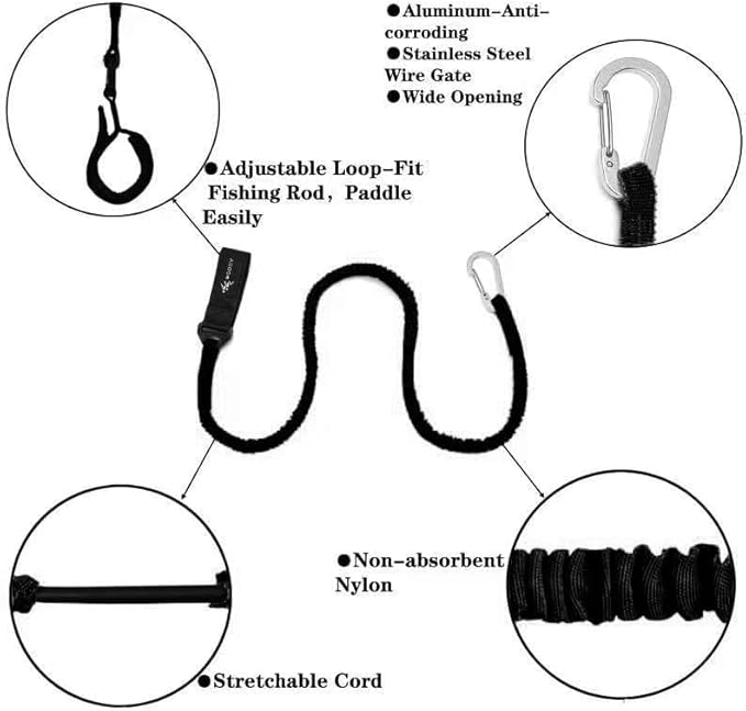 Kayak Paddle Leash Kayak Rod Leash Kayak Paddle Lanyard Stretchable Coiled Lanyard Leash Kayak Fishing Accessories for Kayak and Paddles