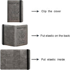 Passport Holder Cover Wallet Travel Essentials RFID Blocking Leather Card Case International Must Haves Travel Accessories for Women Men(101#Coffee Grey)