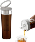 watchget Portable Cold Brew Coffee Maker 34oz/1L Iced Coffee Maker and Tea Brewer Leak-Proof Removable Fine Mesh Filter Perfect for Outdoor Camping Trip (White)