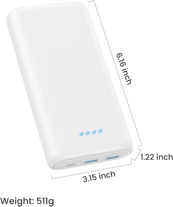 Upgraded Portable Charger 40800mAh Power Bank - Portable Battery with 2 Built in Cables,PD 25W USB C Fast Charging Battery Pack Compatible with iPhone 16 15 14 13 Android Phone etc-White