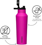 Corkcicle Classic Sport Canteen - Insulated Stainless Steel Water Bottle - Compact & Travel-Friendly - Durable - Dishwasher Safe - BPA Free - Wide Mouth - Non-Slip Silicone Base - 20 oz - Berry Punch