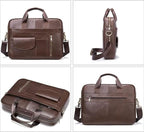 Genuine Leather Business Briefcase Laptop Handbag, Crossbody, Premium Quality, Spacious Design, Versatile Carrying Options
