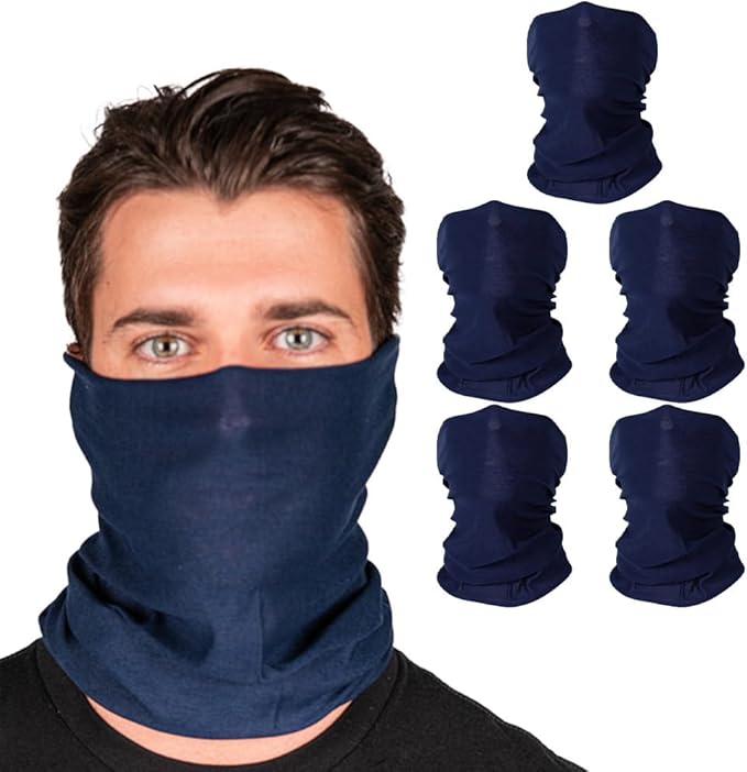 S A Company 5-Pack UV Face Shield | UV 30+ Multipurpose Neck Gaiter Balaclava for Adults