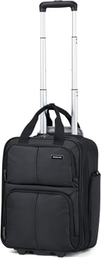 Hanke Softside Expandable Underseat Carry On Luggage for Airplanes,Travel Luggage Rolling Bag Personal Item Bag Small Suitcase,Black,16-Inch