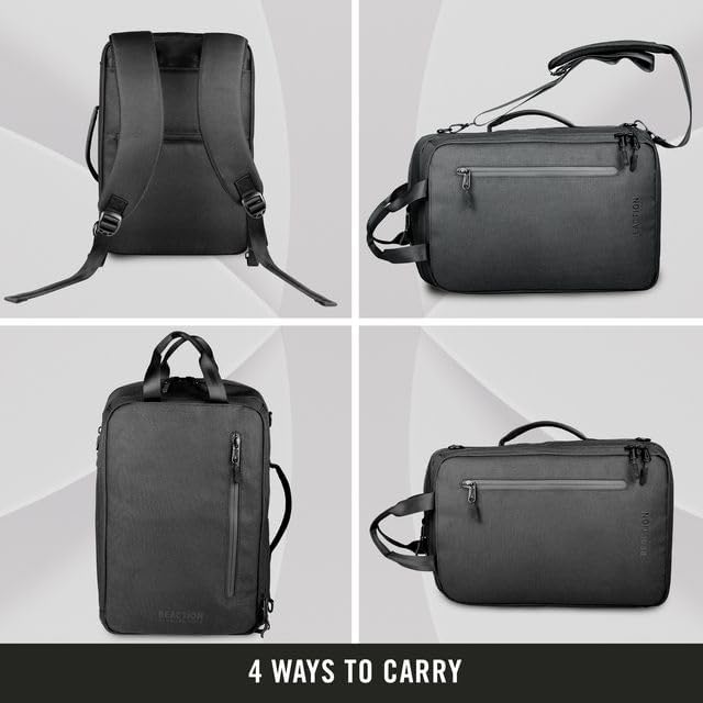Kenneth Cole REACTION Parker 16" Polyester Tech Covertible Backpack/Briefcase, Black