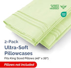 King Pillow Cases Set of 2 - Ultra Soft Hotel Quality Pillowcase Covers - Comfy Bedding for Women, Men, Kids and Teens - Machine Washable Pillow Protectors - 2 Pieces Set - King Size Light Sage Green