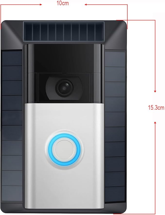 Solar Charger Compatible with Ring Video Doorbell (2020 Release), Micro USB Port Only, Not for USB-C or 2-Prong Ports, Waterproof Solar Panel for Continuous Power