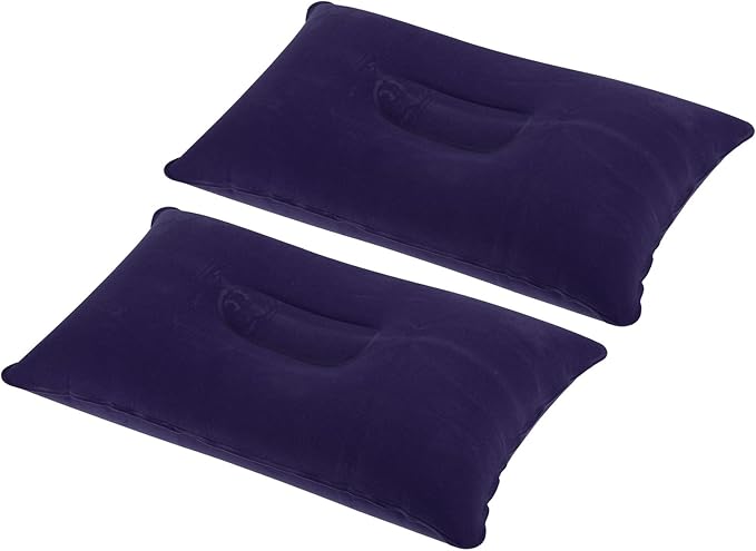 PATIKIL Inflatable Pillow, 2 Pack Squared Ultralight Camping Travel Pillow Desk Rest Neck Support for Hiking Backpacking Office, Dark Purple