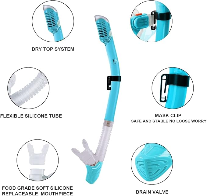 Kids Mask Fins Snorkel Set Snorkeling Packages, with Diving Mask, Snorkel, Adjustable Swim Fins, Mesh Bag, Anti-Fog Anti-Leak Snorkeling Gear for Kids for Snorkeling Swimming Diving