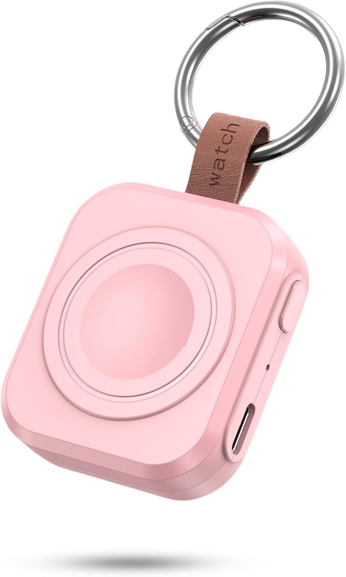 for Samsung Galaxy Watch Charger,1200mAh Portable Charger for Samsung Galaxy Watch 8/8 Classic/7/Ultra/6/6 Classic/5/5 Pro/4/3,Active 2/1 (Pink)