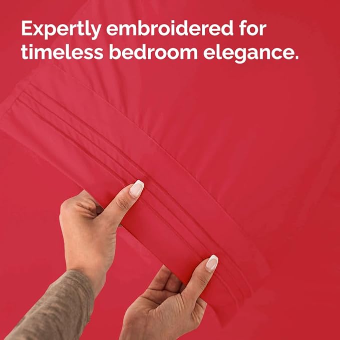 Pillowcases - Ultra Soft Hotel Quality Pillowcase Covers - Comfy, Cozy & Wrinkle Free - Shrinkage and Fade Resistant - Machine Washable Pillow Protectors - (Queen, Red, 4 Piece Set)