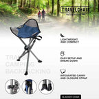 Travel Chair Slacker Tripod Chair for Camping, Lightweight Chair, Adjustable Carry Strap for Easy Transport | Oversized Duck Feet for Improved Stability | Perfect for Outdoor Adventures (Black)