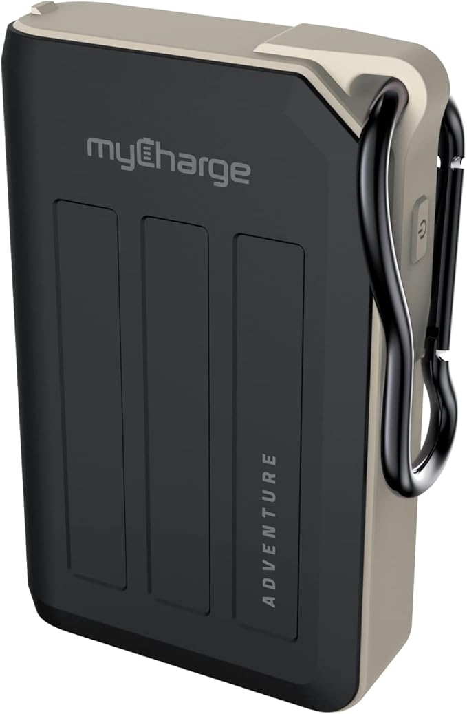 myCharge Portable Charger Waterproof USB C Power Bank Adventure, Rugged Outdoor External Battery Pack Backup (18W Turbo - 10050 mAh (Black))