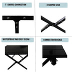 Portable Low Alluminum Roll Up Travel Folding Table for Beach, Camping, & Picnic – Compact, Lightweight, Multi-Purpose for Indoor & Outdoor Use (Black)