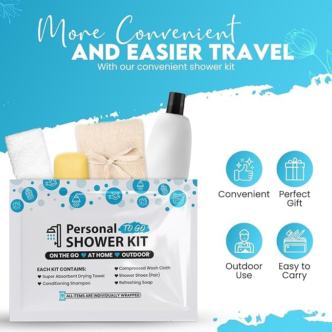 Compact Personal Shower Kit To-Go– Your Hygiene Companion for Travel, Gym, and Outdoor Adventures (100)