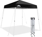 EAGLE PEAK 8x8 Slant Leg Pop-up Canopy Tent Easy One Person Setup Instant Outdoor Beach Canopy Folding Portable Sports Shelter 8x8 Base 6x6 Top (Black)