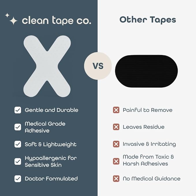 Clean Tape Company | 128 Count Premium X Tape for Sensitive Skin | Pain Free Removal, No Residue, Gentle Transparent for Multi-Purpose - Latex Free & Gentle On Skin