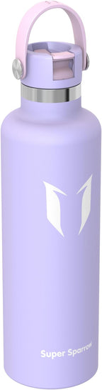 Super Sparrow Insulated Water Bottle - 17 Oz / 25 Oz / 32 Oz - Standard Mouth FlipFlow Flask - BPA Free, Leak Proof Drink Bottle- Ergonomic Straw Water Bottles for Work, Gym, Travel, Sports