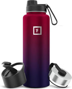 IRON °FLASK Camping & Hiking Hydration Flask with 3 Lids - Stainless Steel, Double Walled & Vacuum Insulated Water Bottle - Leak Proof & BPA Free (Dark Rainbow, Spout - 40 oz)