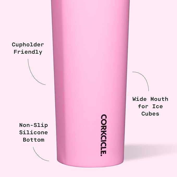 Corkcicle Sport Canteen - Keeps Drinks Cold 25 Hours - Stainless Steel Water Bottle - Triple-Insulated - Spill-Proof - Summer Drinkware Gift - Keeps Drinks Ice Cold - 32 oz - Sun-Soaked Pink