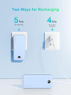 Portable Charger with Built-in Cables and Wall Plug, 12000mAh 22.5W USB C Power Bank Fast Charging with LED Display, External Battery Pack Travel Essentials Compatible with iPhone, iPad, Samsung Blue