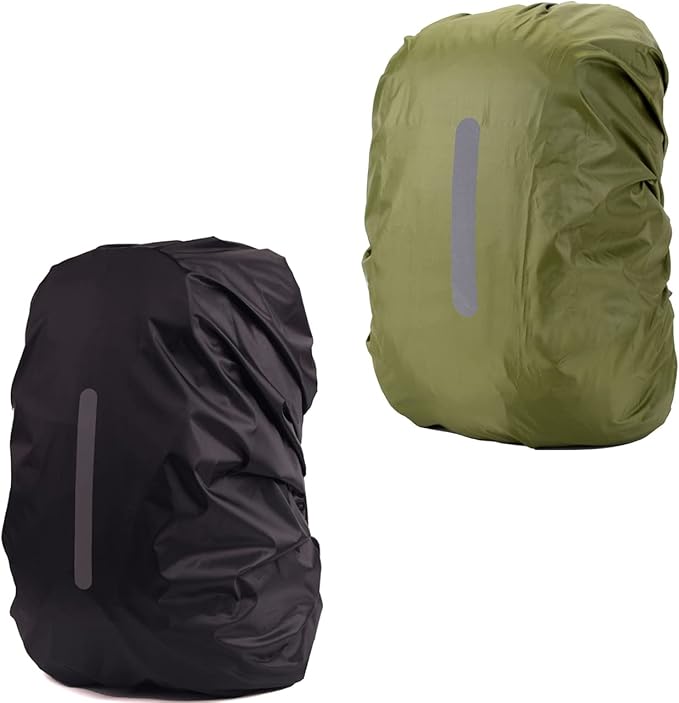 2 Pack Waterproof Rain Cover for Backpack, Backpack Rain Cover with Reflective Strip，Rucksack Rain Cover for Bicycling/Hiking