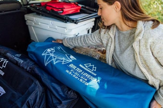 Quilted Low Loveseat Camping Chair for 2 with Padded Seat and Back for Camping/Hiking/Backpacking Made by Caddis Sports (Low Loveseat (Brown))