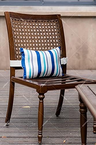 Chaise Lounge Head Resting Pillows, Blue Decorative Oudoor Patio Pillow with Insert & Adjustable Elastic Stripe for Recliner,Beach Chair,Office Chair Neck or Lumbar Attachment,Waterproof 2 Pack