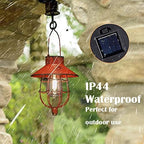 YAKii 2 Pack Solar Lantern Hanging Waterproof Outdoor Metal Solar Lamp with Warm White Light Decorate for Yard Garden Pathway Patio Porch Decor (Red)