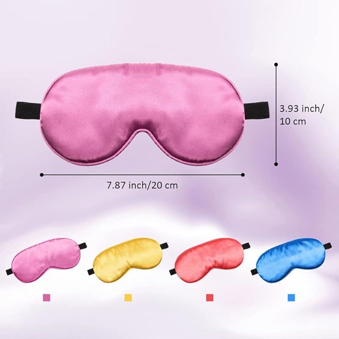 BBTO 4 Pcs Silk Sleep Eye Masks Smooth Soft Satin Eye Covers with Adjustable Strap Blindfold for Sleeping Blocking Out Lights Travel Relaxation(Blue, Watermelon Red, Gold, Purple)